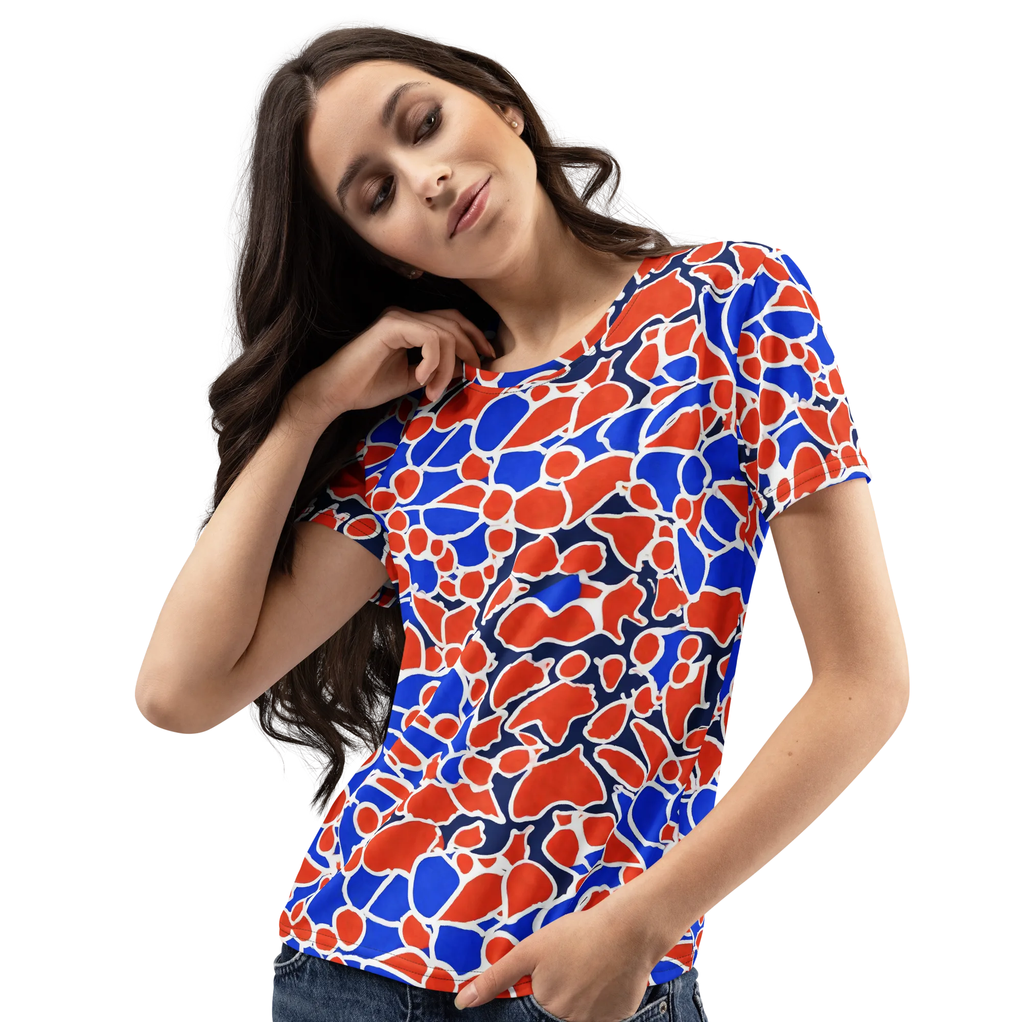 Cobalt Confetti on Women's Crew Neck T-Shirt — Left Front