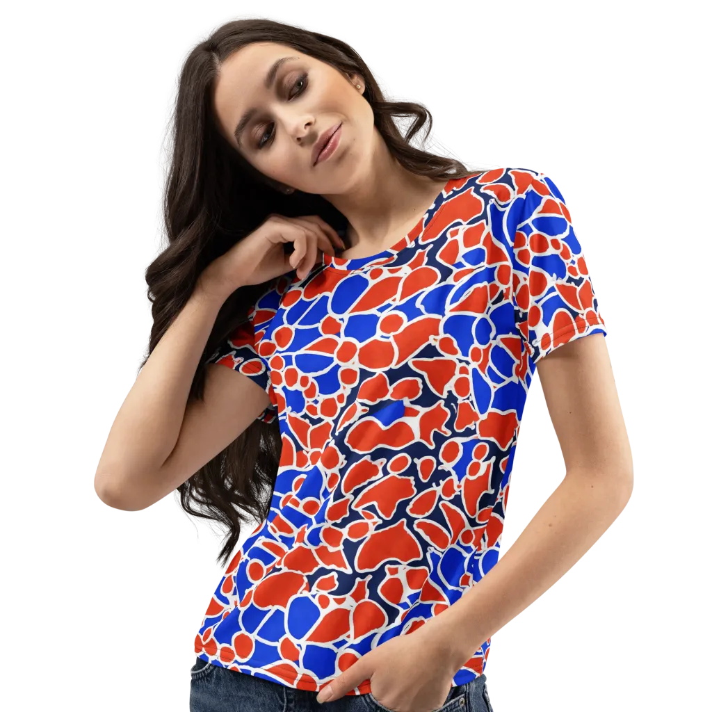 Cobalt Confetti on Women's Crew Neck T-Shirt — Left Front