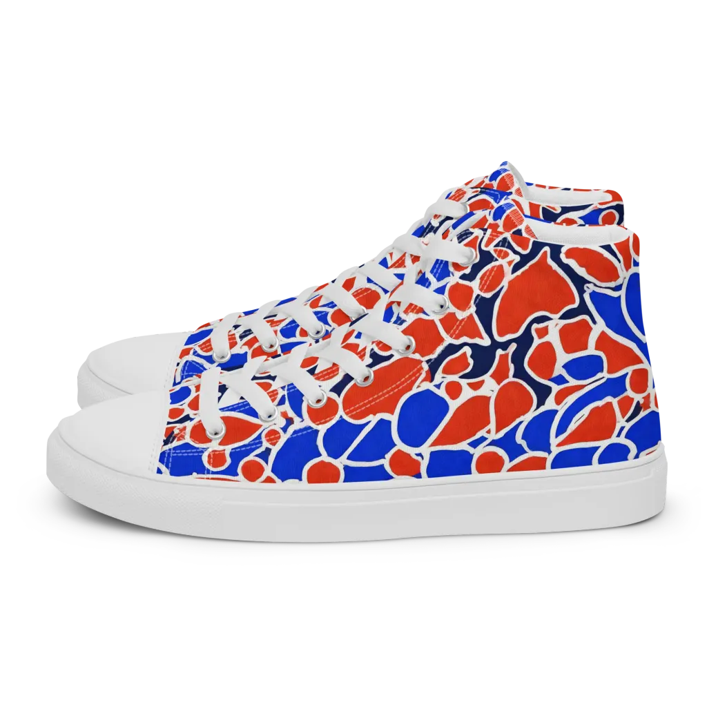 Cobalt Confetti on Women's High Top Canvas Shoes — Left