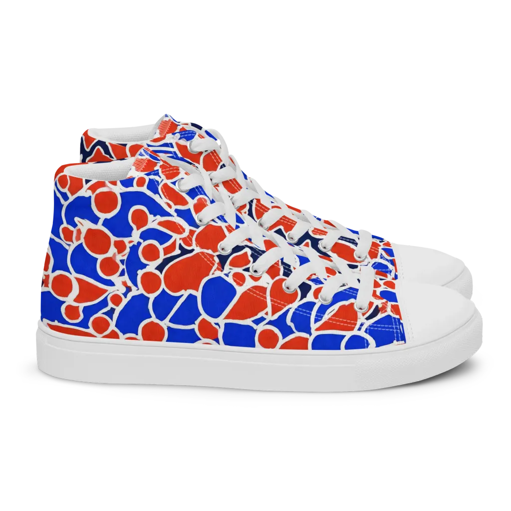 Cobalt Confetti on Women's High Top Canvas Shoes — Right