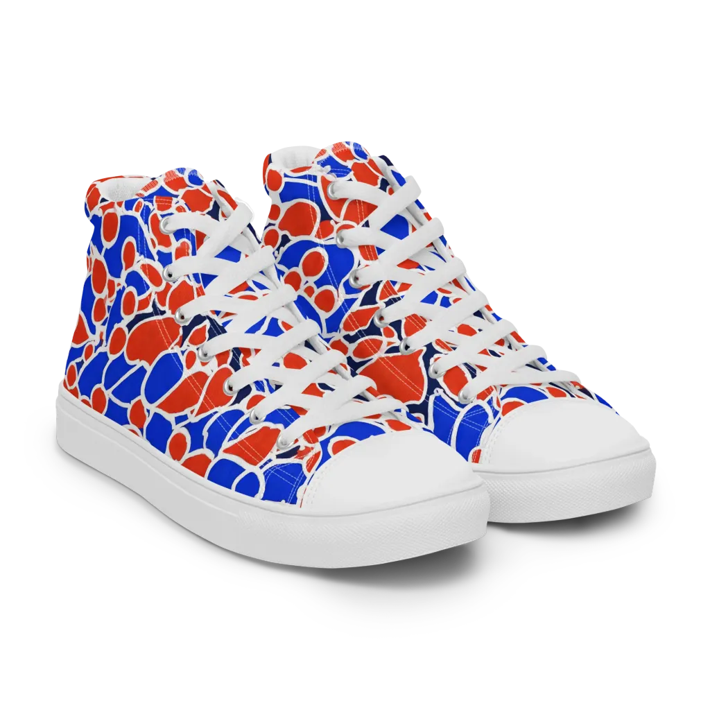 Cobalt Confetti on Women's High Top Canvas Shoes — Right Front