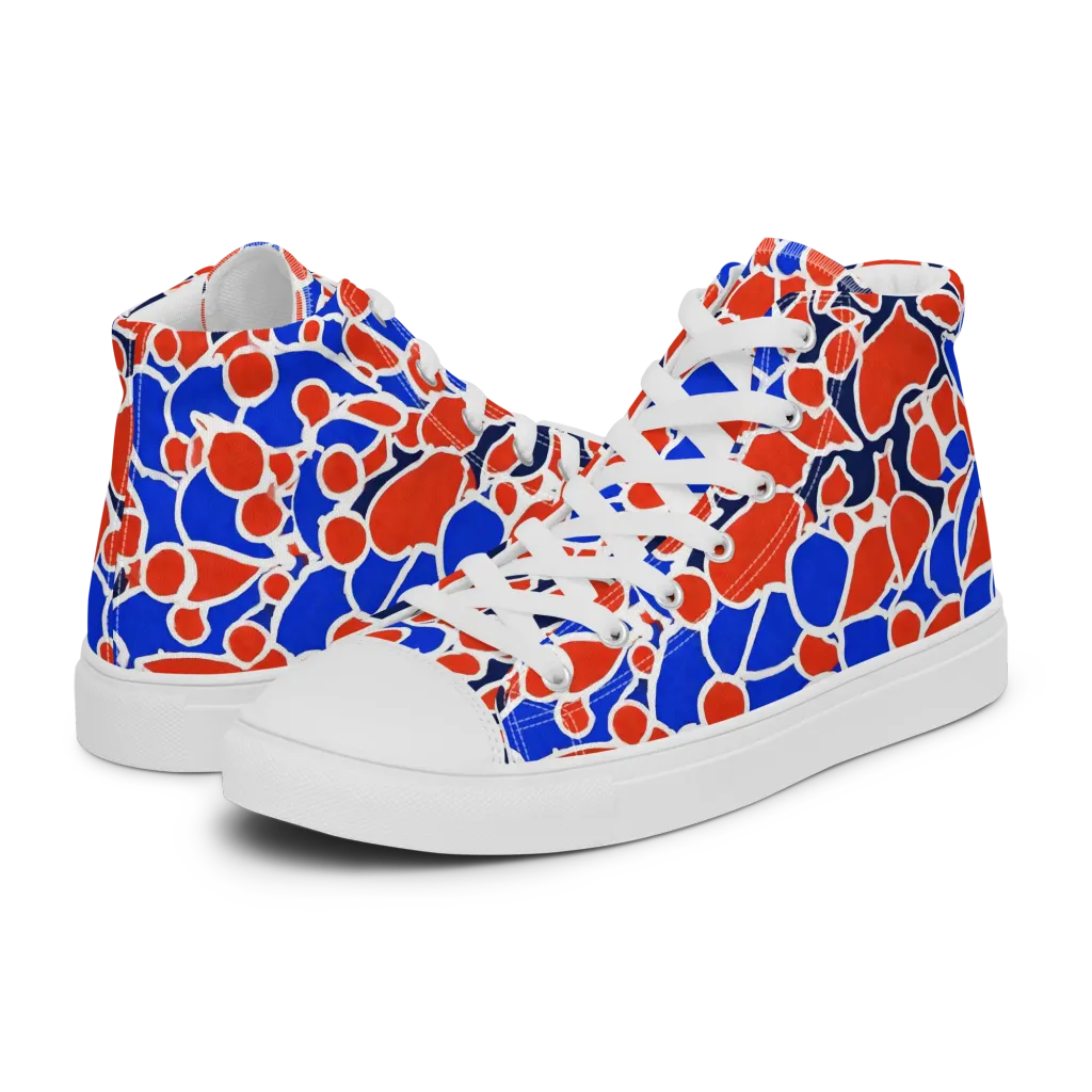 Cobalt Confetti on Women's High Top Canvas Shoes — Left