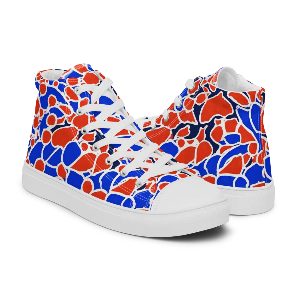 Cobalt Confetti on Women's High Top Canvas Shoes — Right
