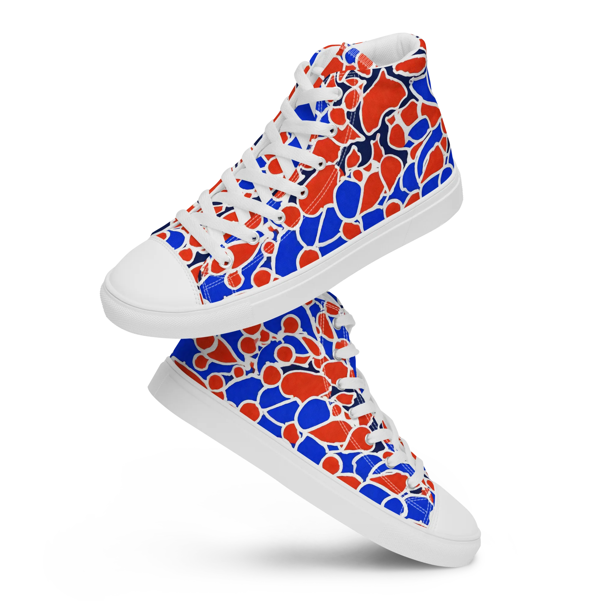 Cobalt Confetti on Women's High Top Canvas Shoes — Front