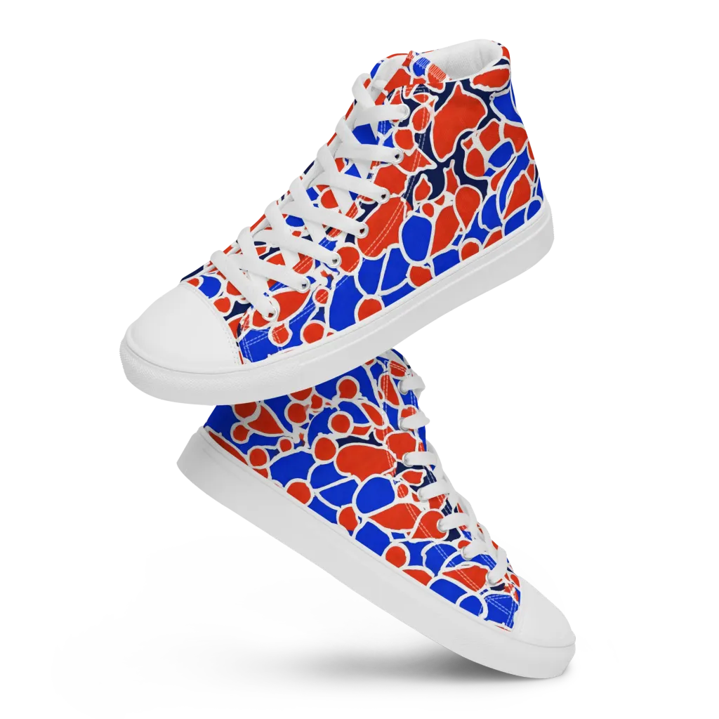 Cobalt Confetti on Women's High Top Canvas Shoes — Front