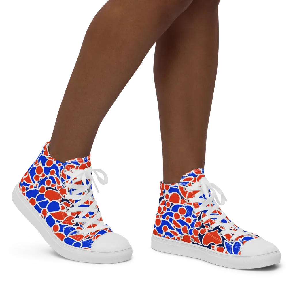 Cobalt Confetti on Women's High Top Canvas Shoes — Right