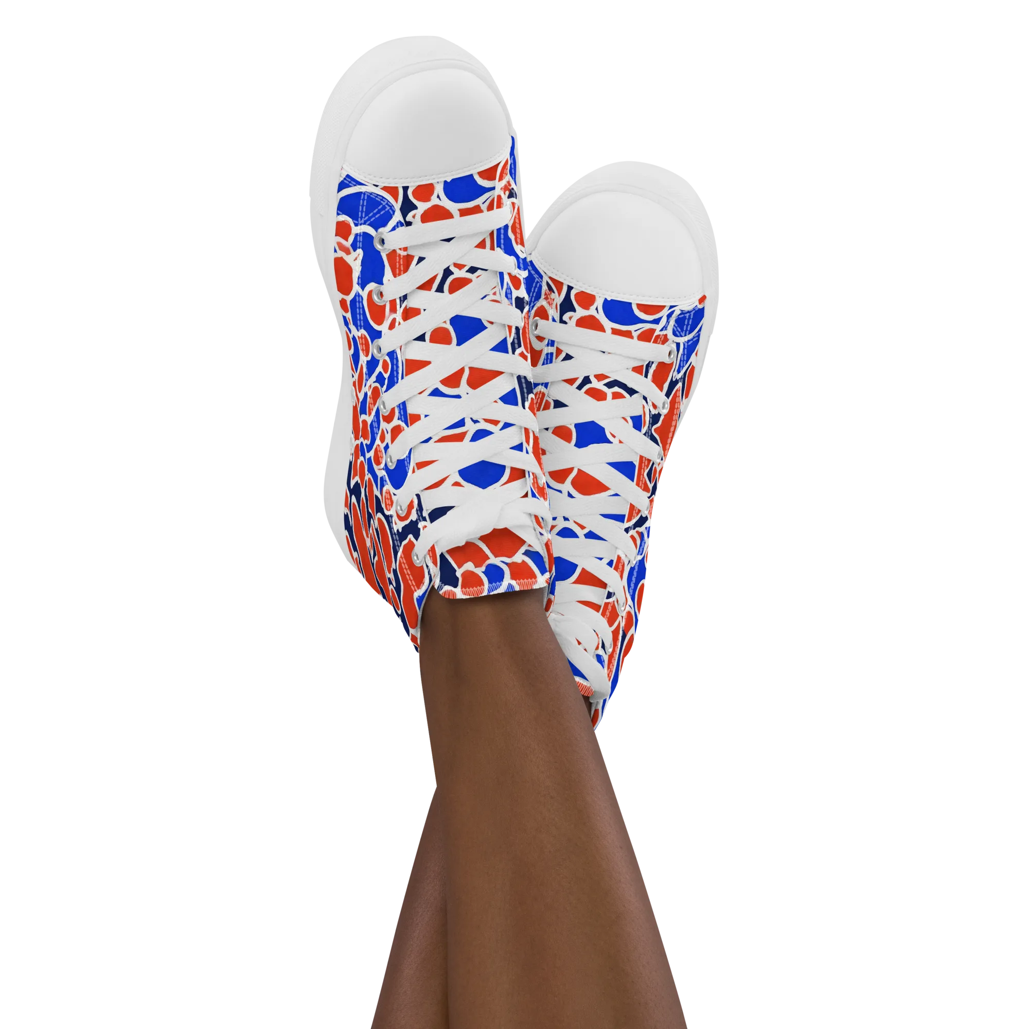Cobalt Confetti on Women's High Top Canvas Shoes — Front
