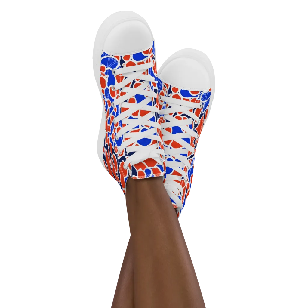 Cobalt Confetti on Women's High Top Canvas Shoes — Front