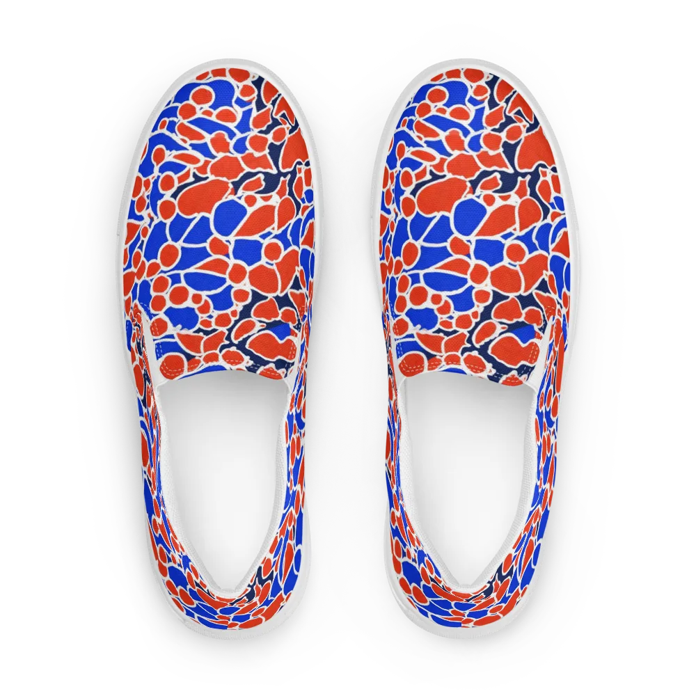 Cobalt Confetti on Men's Slip-On Canvas Shoes — Front