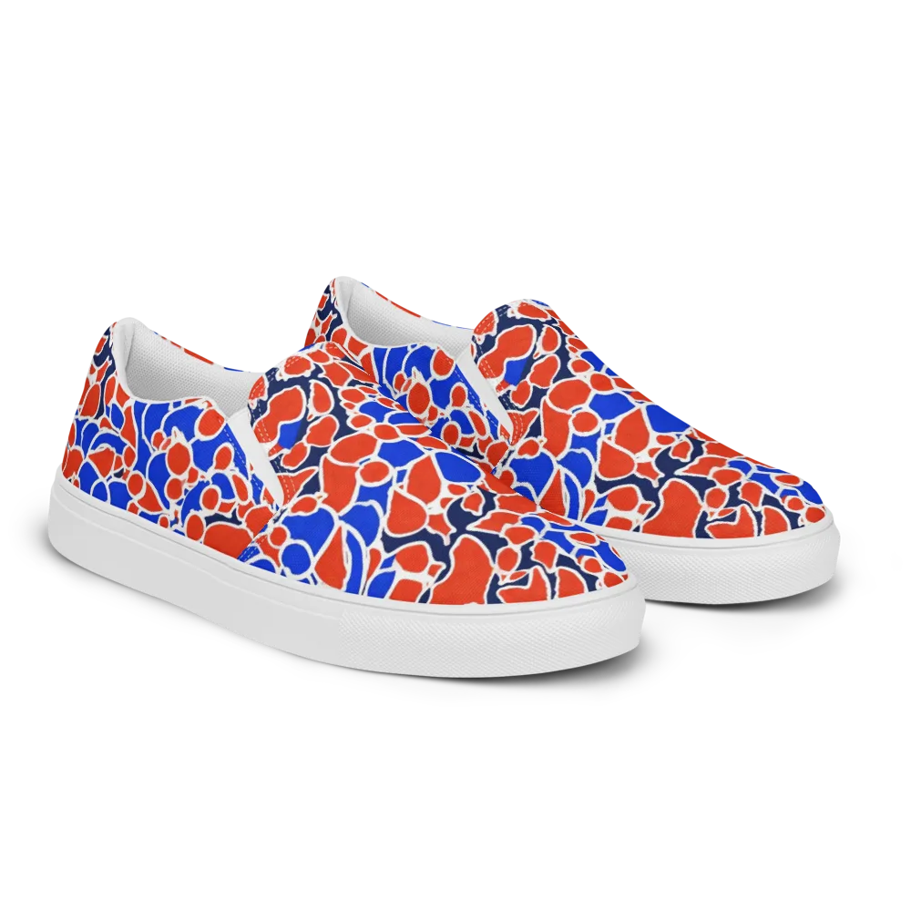 Cobalt Confetti on Men's Slip-On Canvas Shoes — Right Front
