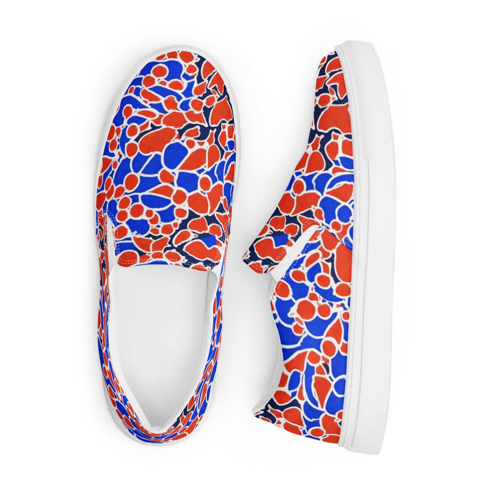 Cobalt Confetti on Men's Slip-On Canvas Shoes — Front