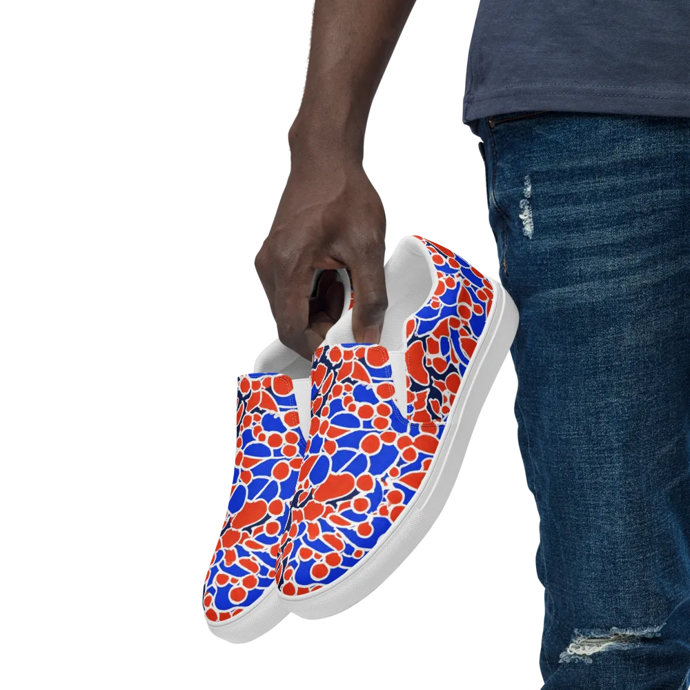 Cobalt Confetti on Men's Slip-On Canvas Shoes — Left Front