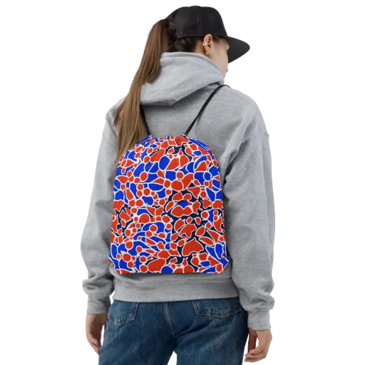 Cobalt Confetti on a Drawstring Bag