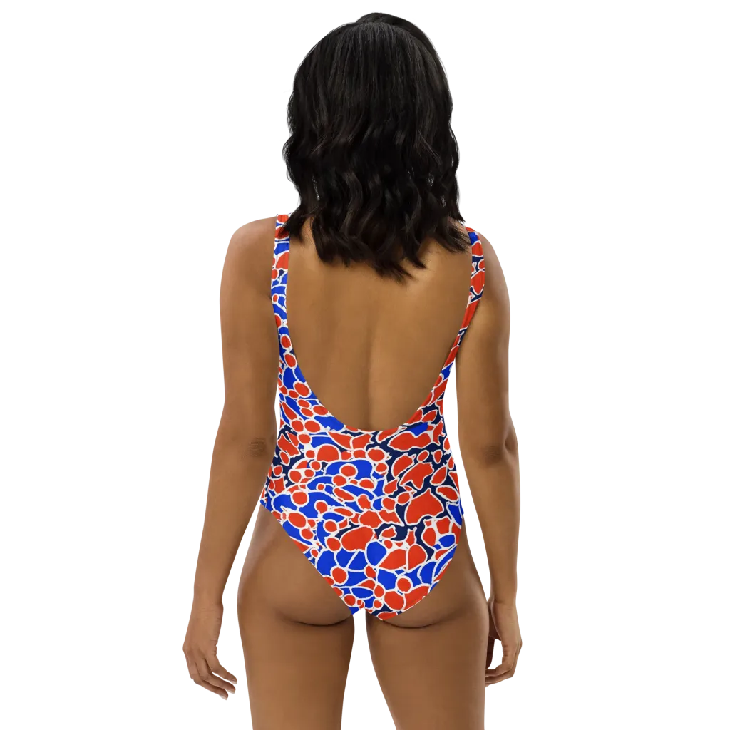 Cobalt Confetti on One-Piece Swimsuit — Back