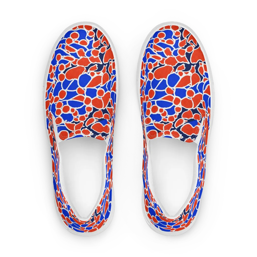 Cobalt Confetti on Women's Slip-On Canvas Shoes — Front
