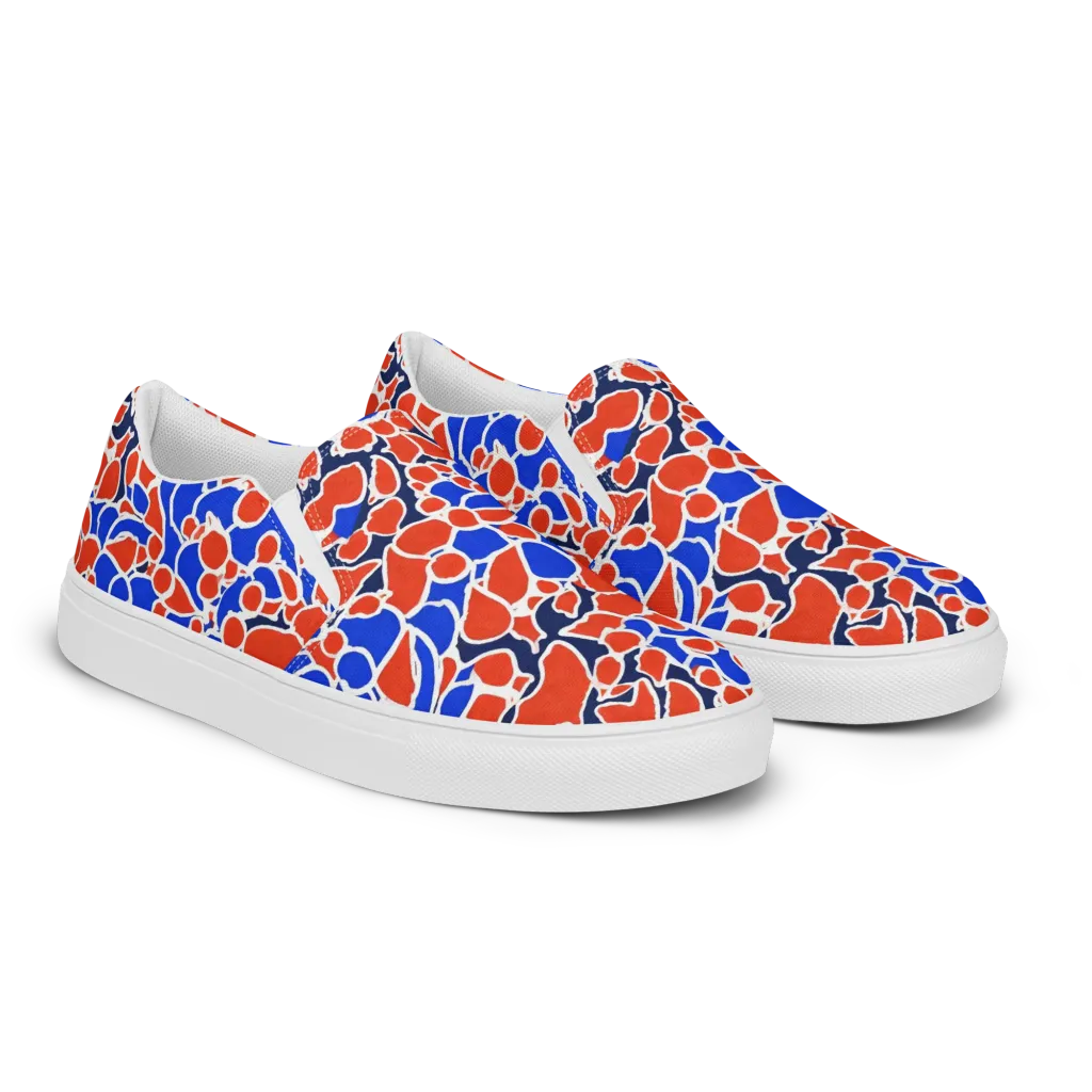 Cobalt Confetti on Women's Slip-On Canvas Shoes — Right Front
