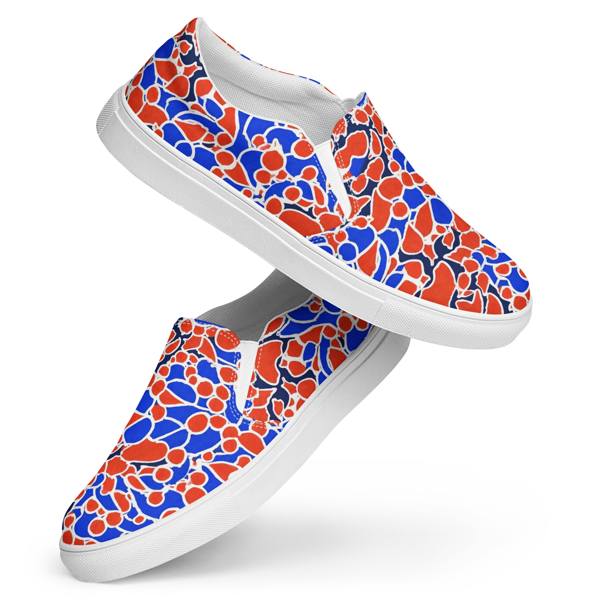 Cobalt Confetti on Women's Slip-On Canvas Shoes — Front