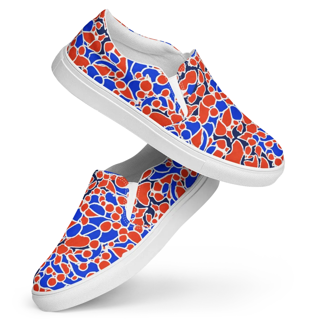 Cobalt Confetti on Women's Slip-On Canvas Shoes — Front