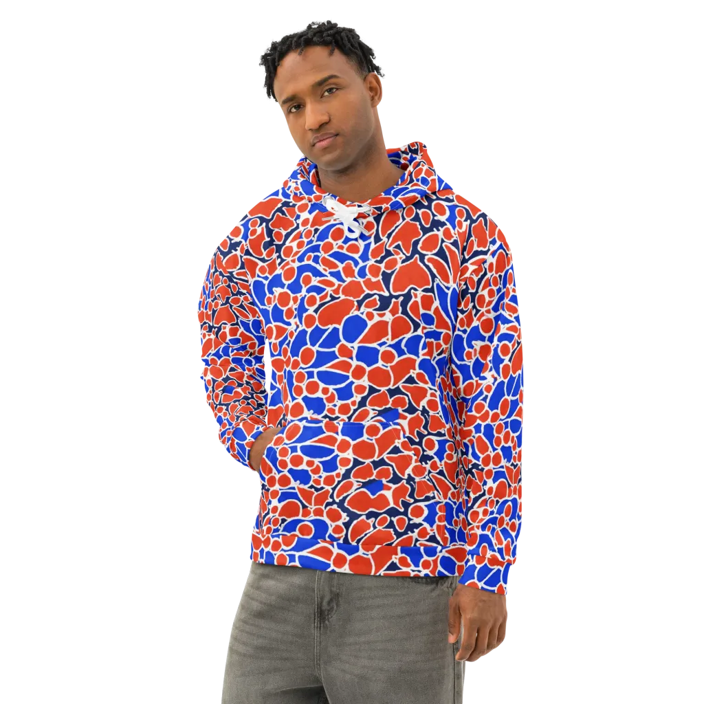 Cobalt Confetti on Cotton Hoodie — Left Front