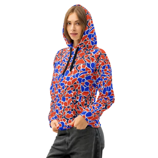Cobalt Confetti on a Cotton Hoodie
