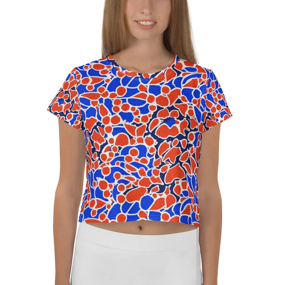 Cobalt Confetti on Crop Tee — Front