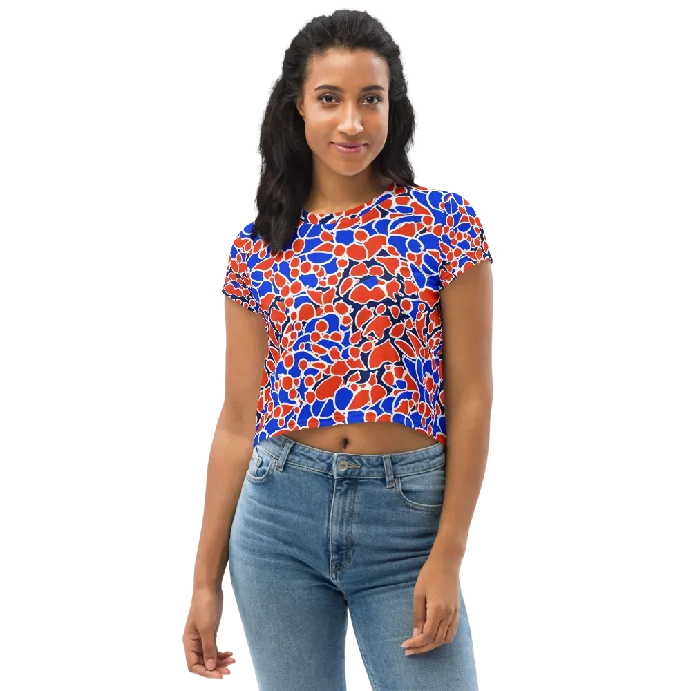 Cobalt Confetti on Crop Tee — Front