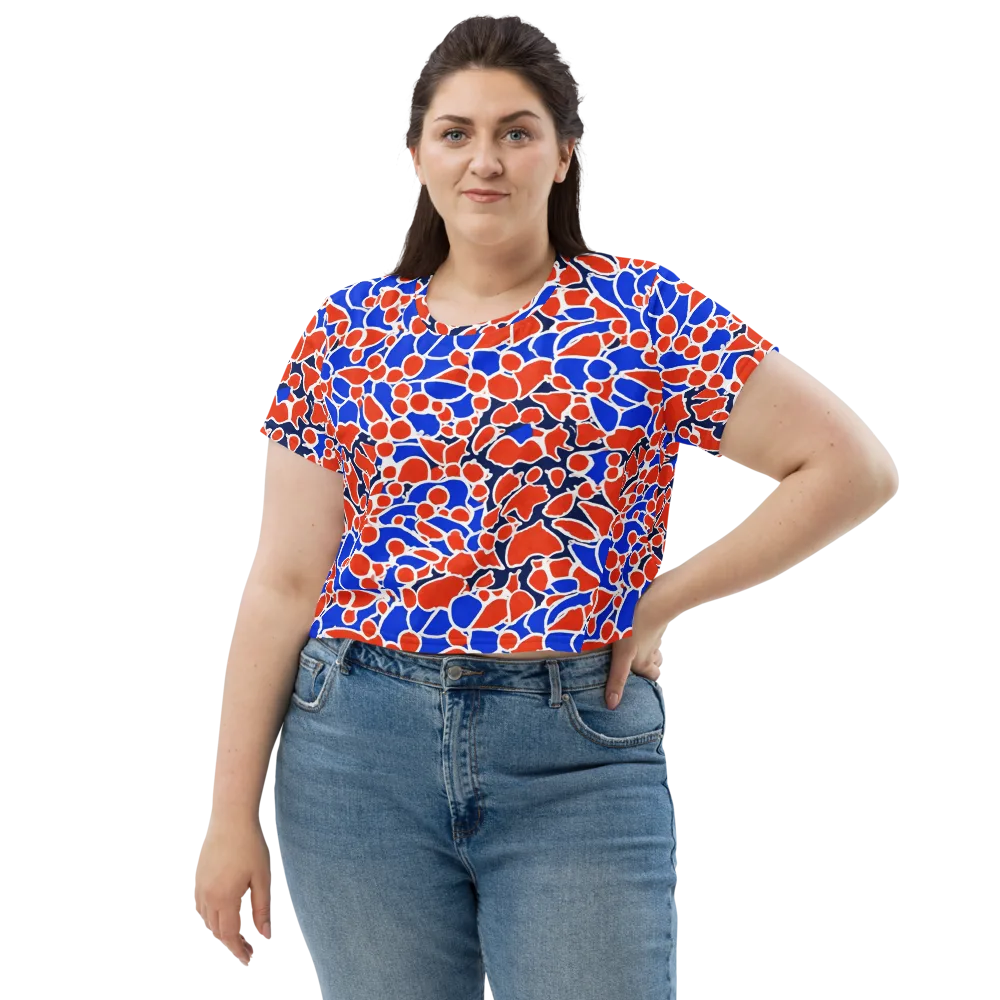 Cobalt Confetti on Crop Tee — Front