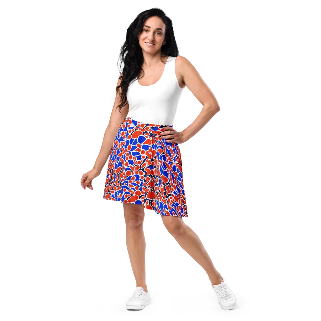 Cobalt Confetti on Skater Skirt — Front