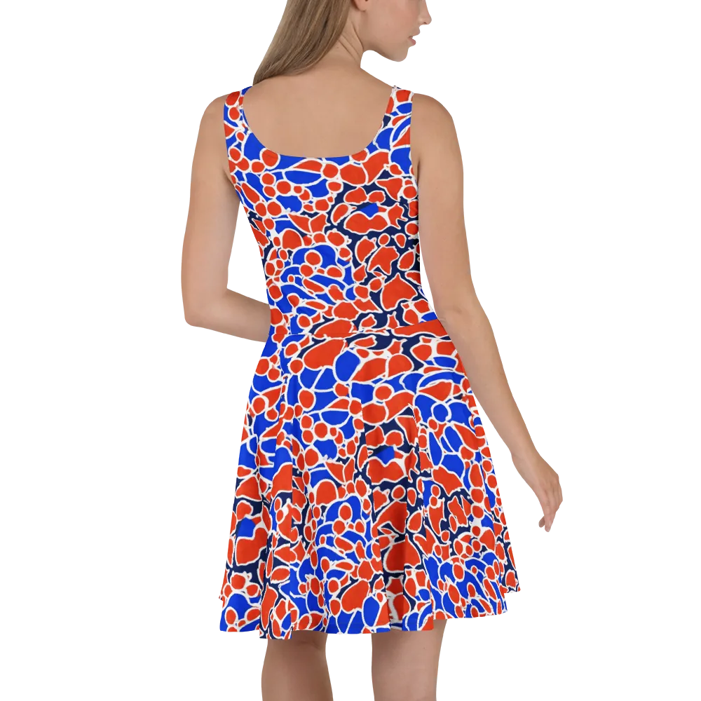 Cobalt Confetti on Skater Dress — Back