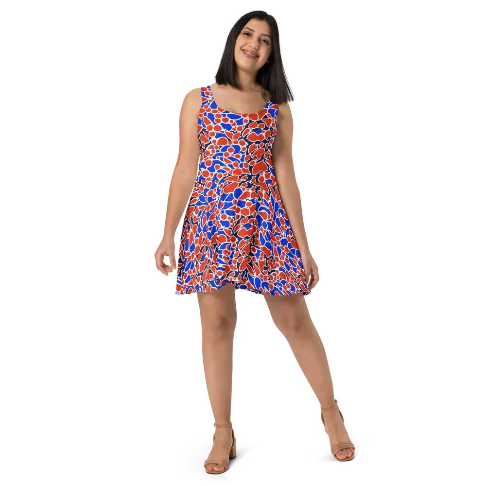 Cobalt Confetti on Skater Dress — Front