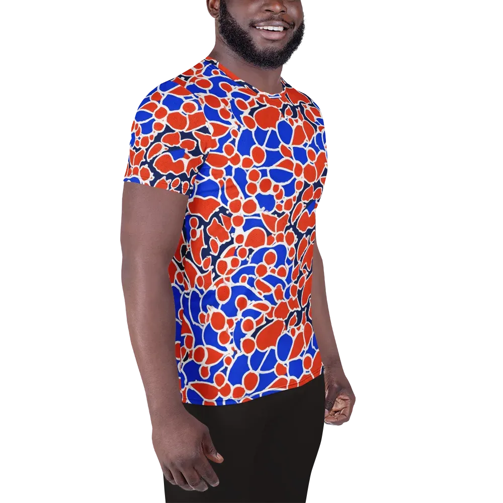 Cobalt Confetti on Men's Athletic T-Shirt — Right