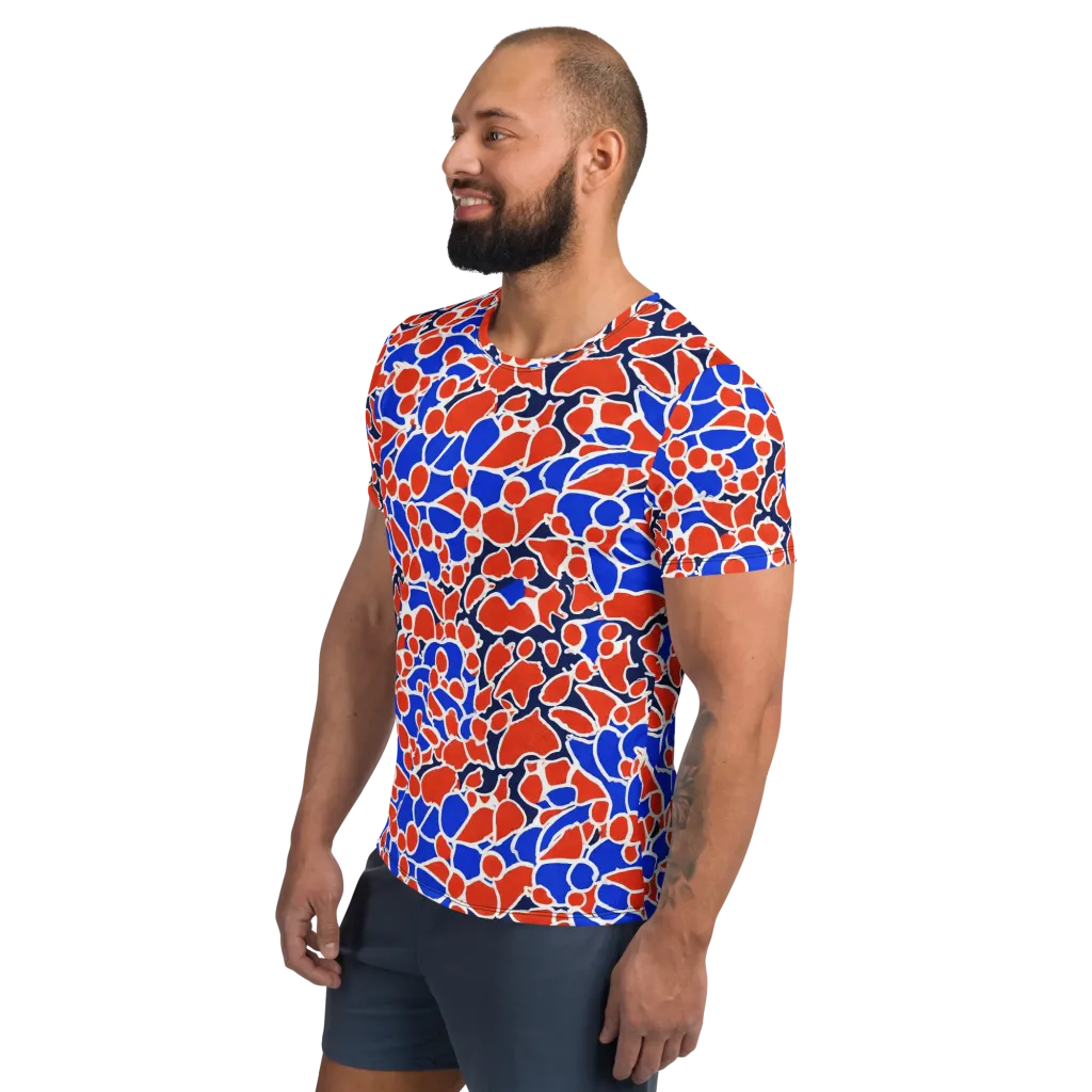 Cobalt Confetti on Men's Athletic T-Shirt — Left