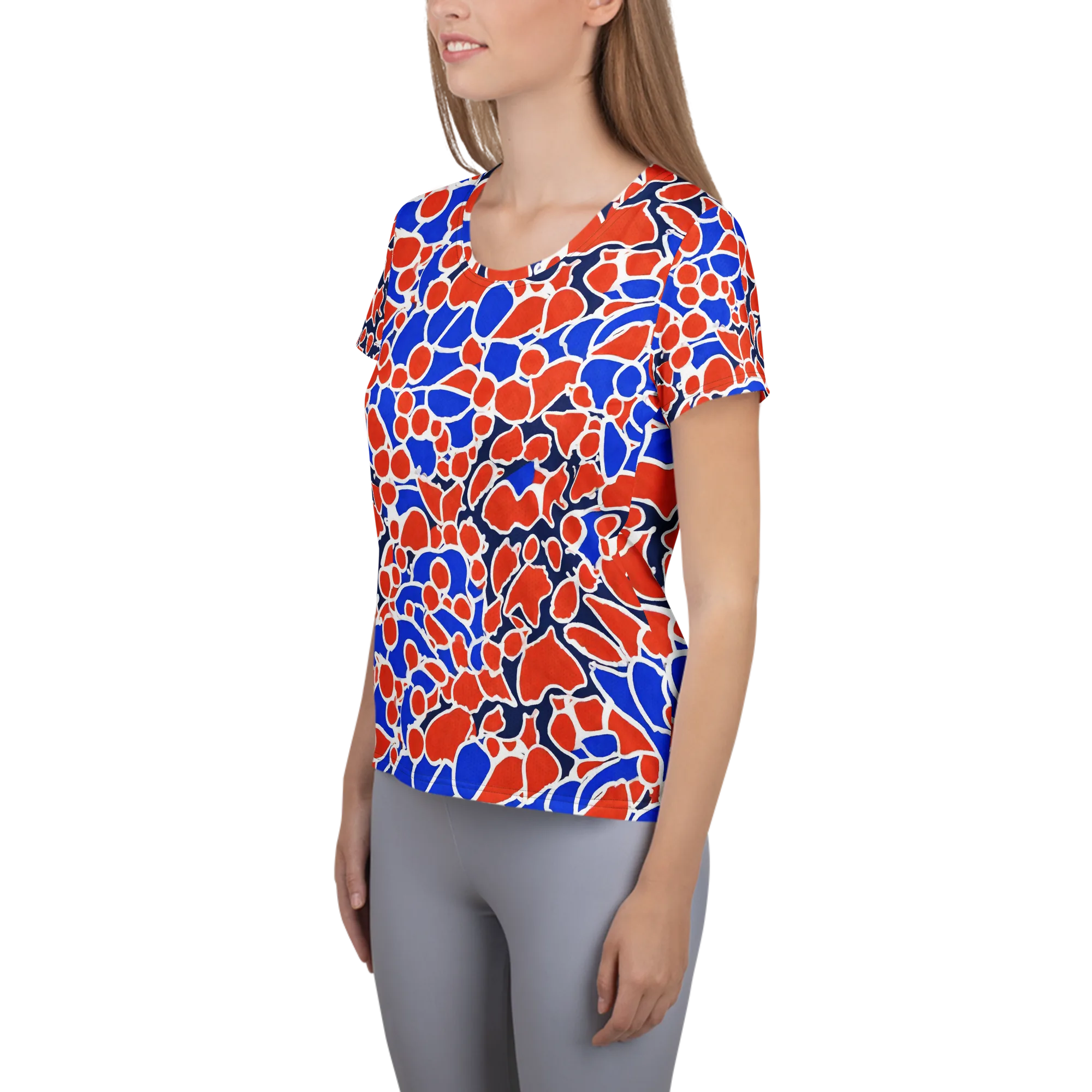 Cobalt Confetti on Women's Athletic T-Shirt — Left
