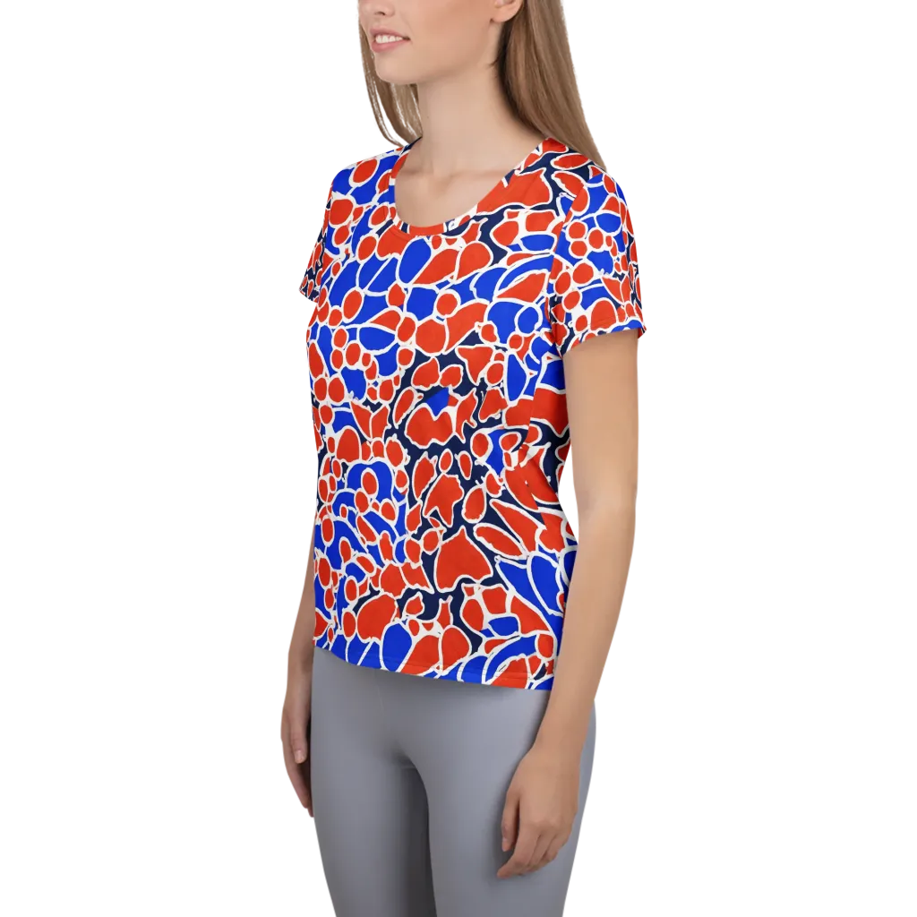 Cobalt Confetti on Women's Athletic T-Shirt — Left