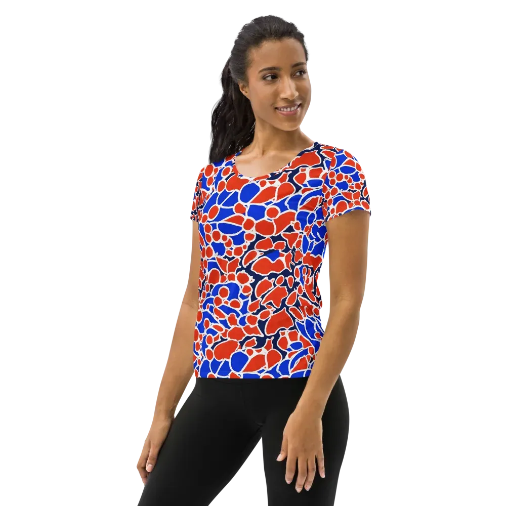 Cobalt Confetti on Women's Athletic T-Shirt — Left