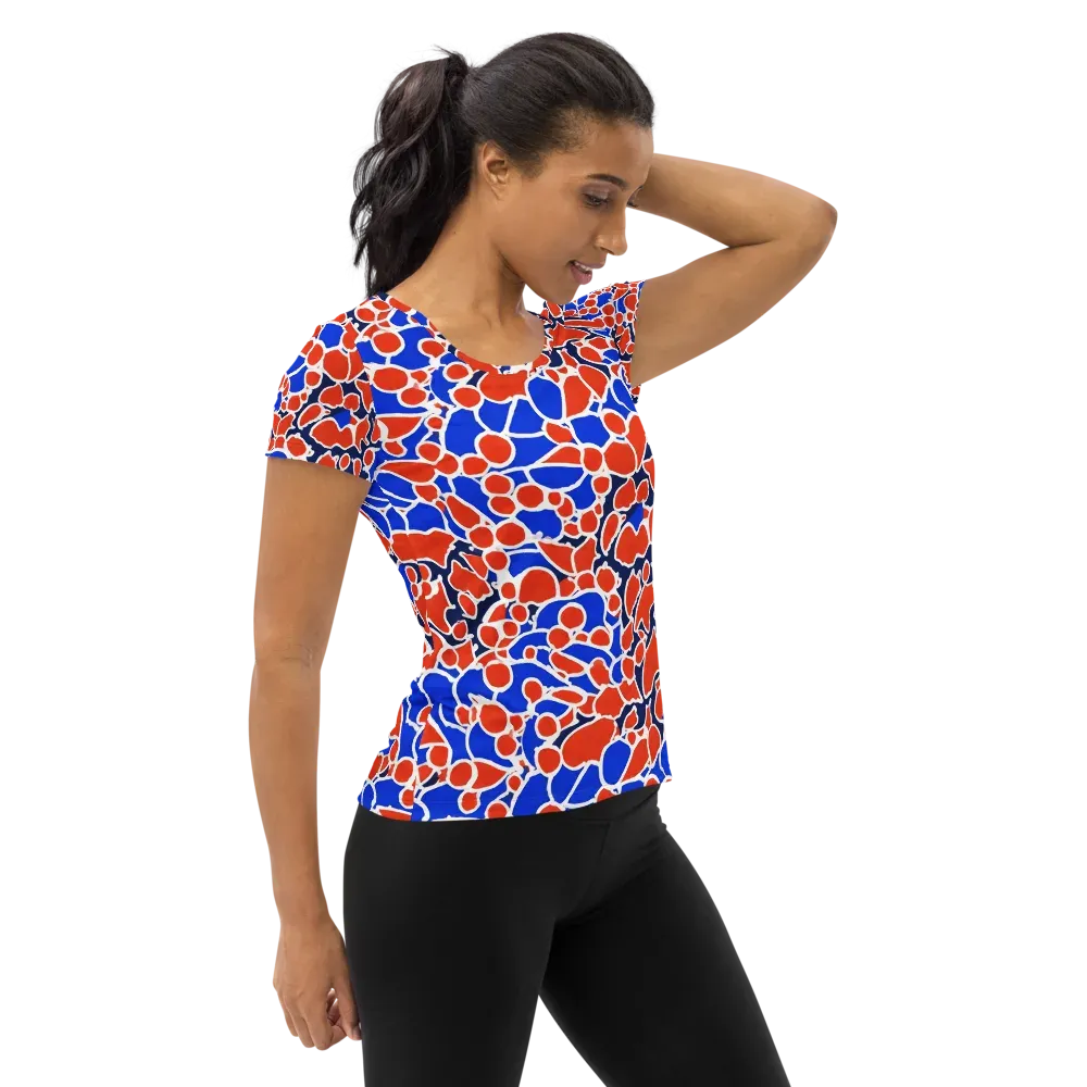 Cobalt Confetti on Women's Athletic T-Shirt — Right