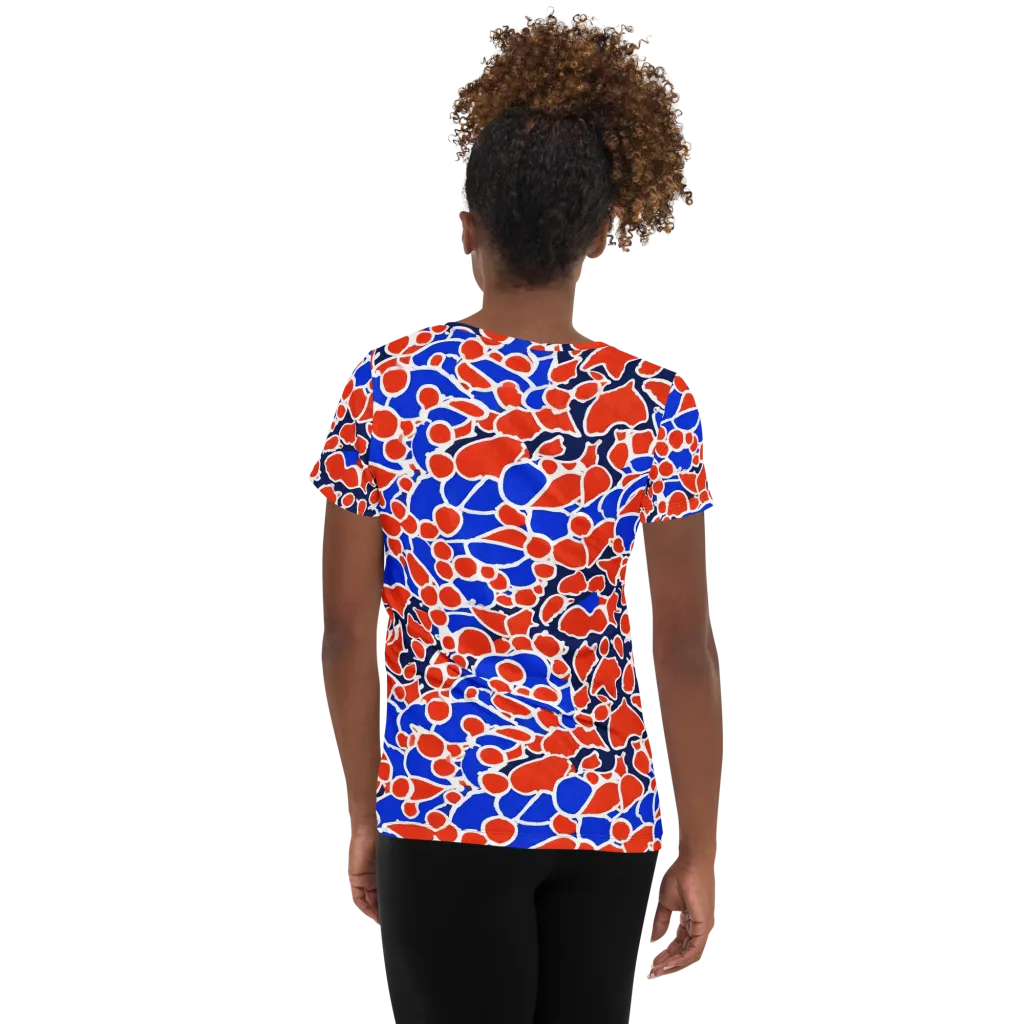 Cobalt Confetti on Women's Athletic T-Shirt — Back