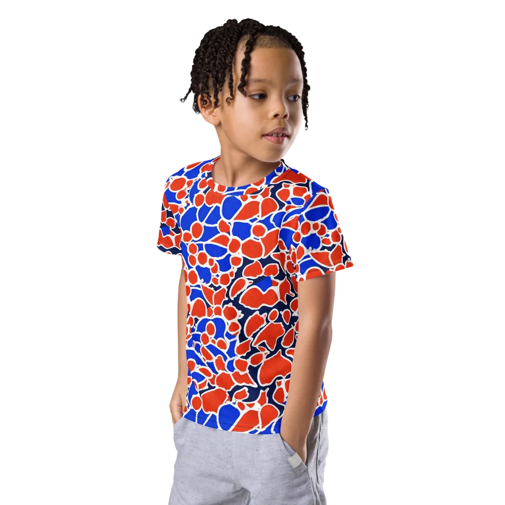 Cobalt Confetti on Kids Crew Neck T-Shirt — Left Front