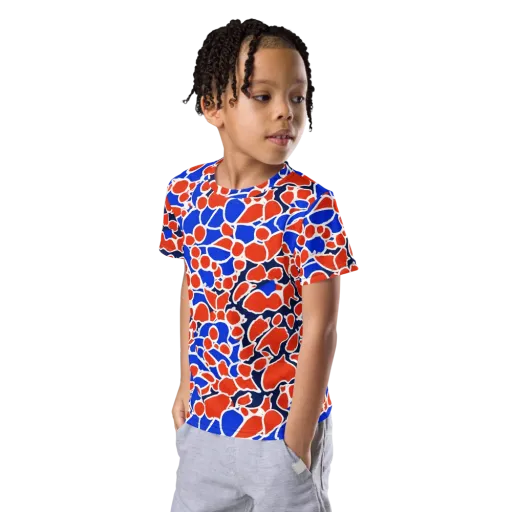 Cobalt Confetti on a Kids Crew Neck T-Shirt
