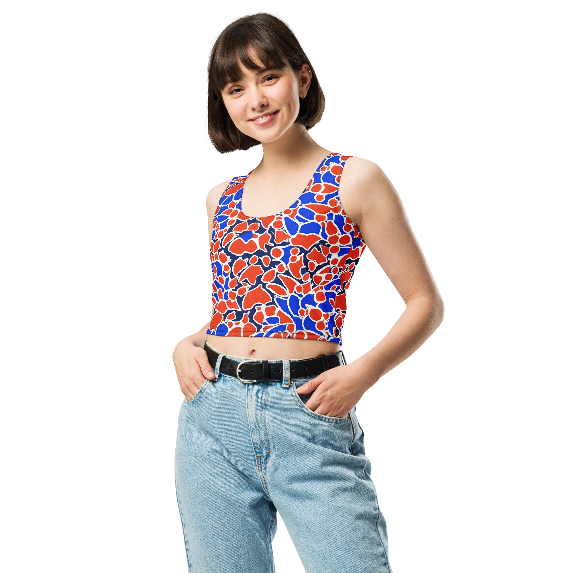 Cobalt Confetti on Crop Top — Front
