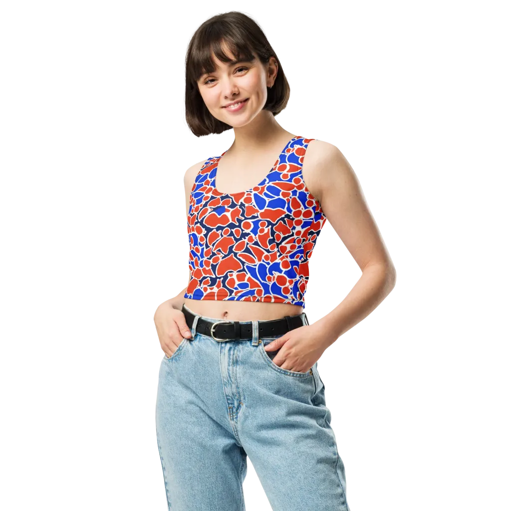 Cobalt Confetti on Crop Top — Front