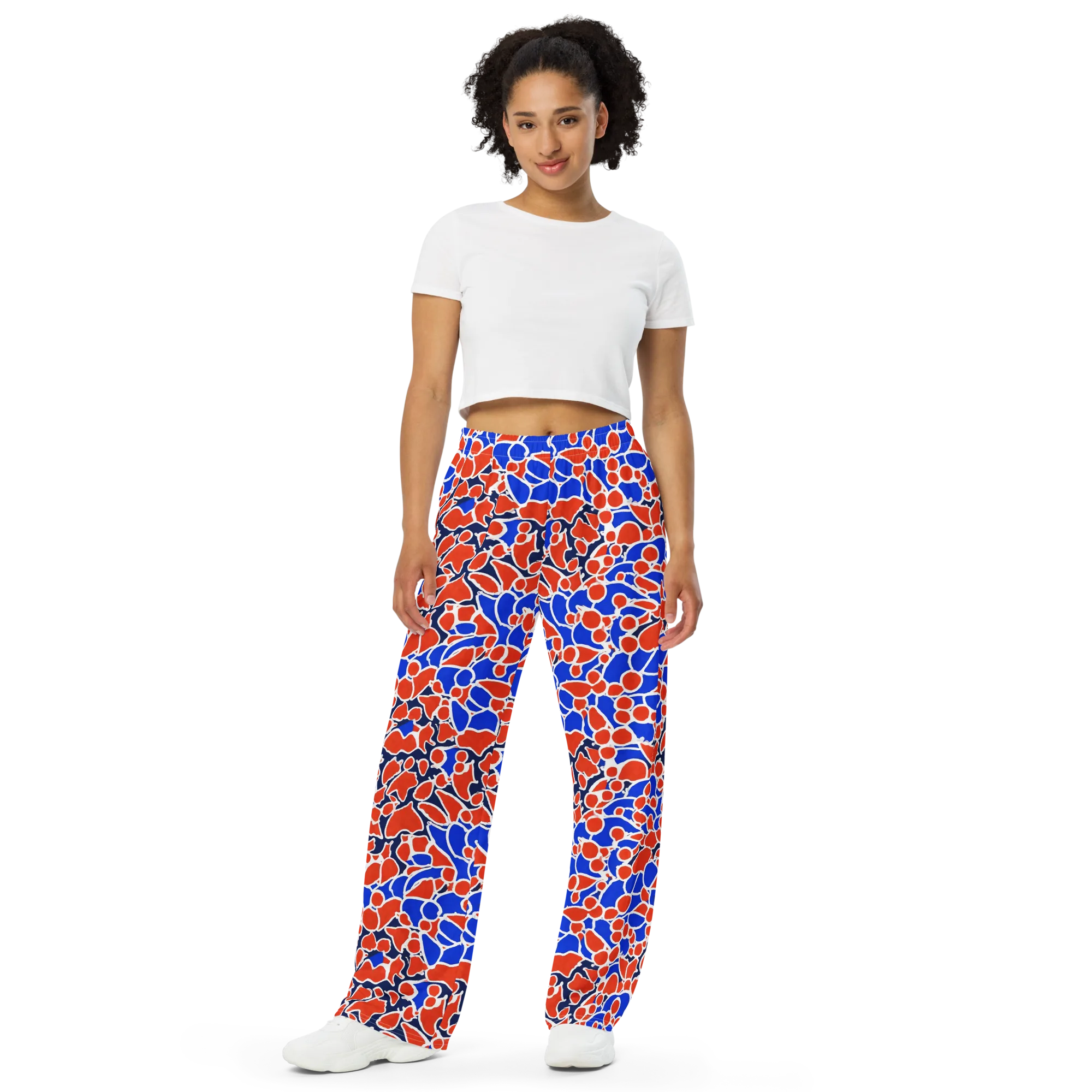Cobalt Confetti on Wide-Leg Pants — Front