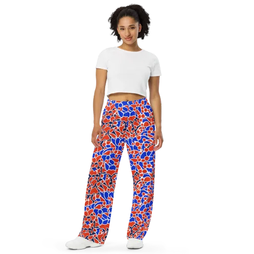 Cobalt Confetti on a Wide-Leg Pants