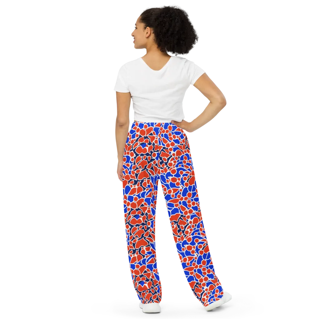 Cobalt Confetti on Wide-Leg Pants — Back