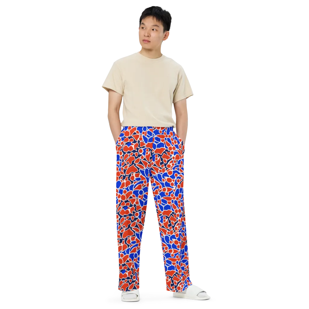 Cobalt Confetti on Wide-Leg Pants — Front