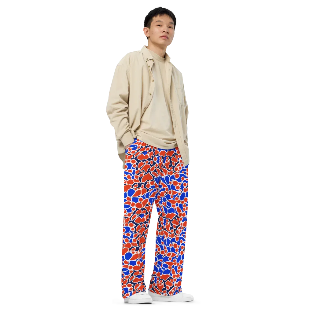 Cobalt Confetti on Wide-Leg Pants — Right Front