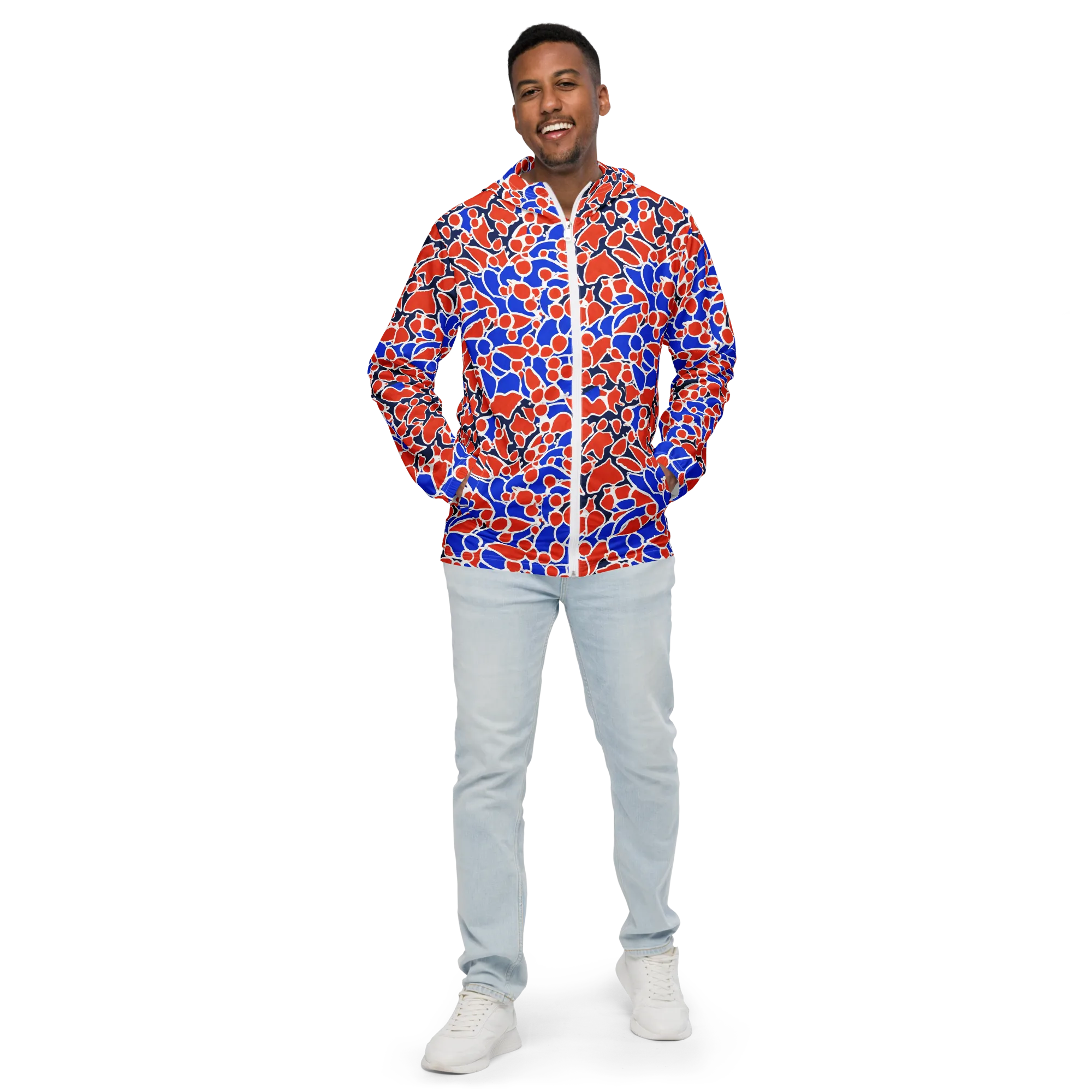 Cobalt Confetti on Men's Windbreaker — Front