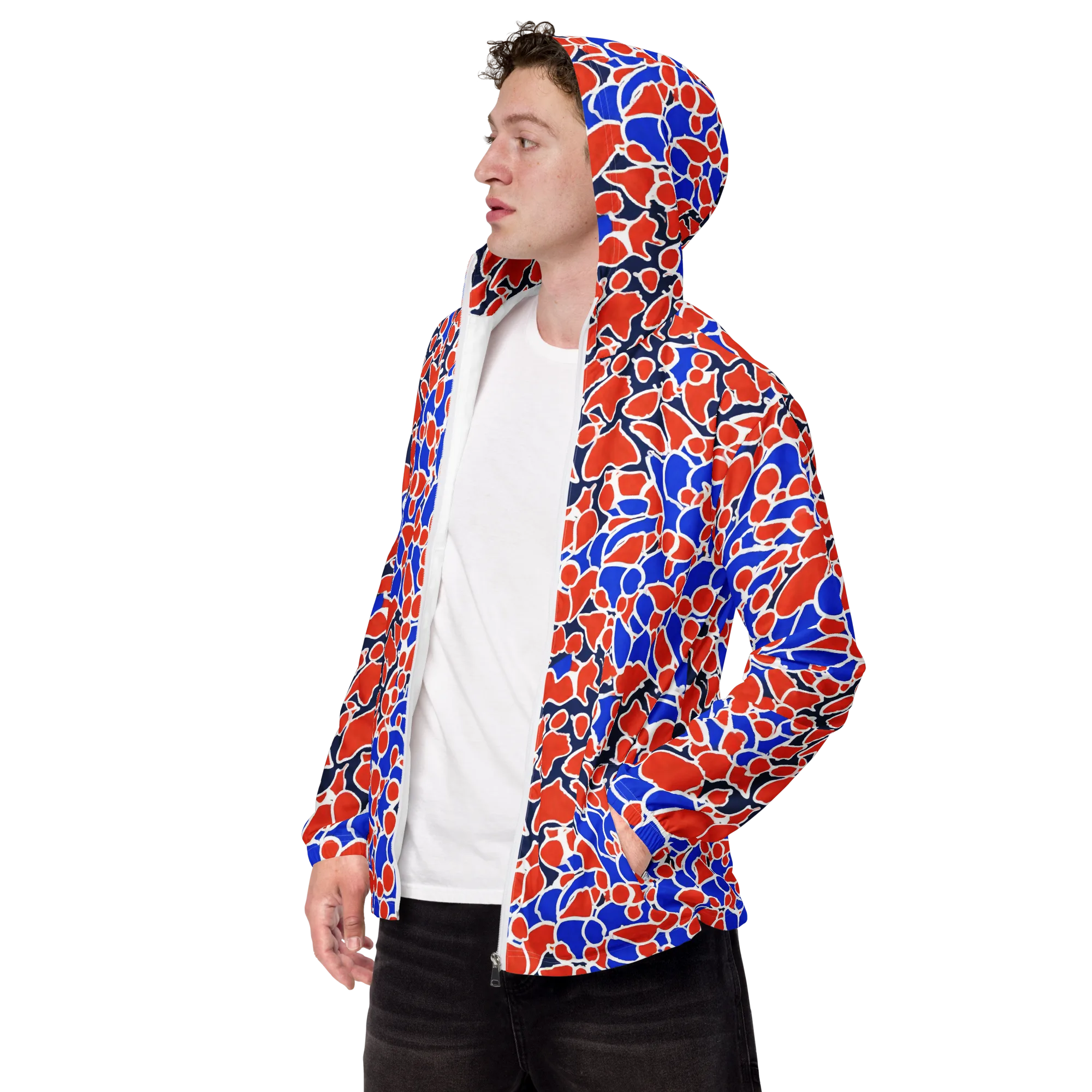 Cobalt Confetti on Men's Windbreaker — Left Front