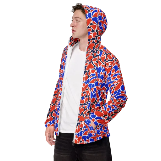 Cobalt Confetti on a Men's Windbreaker