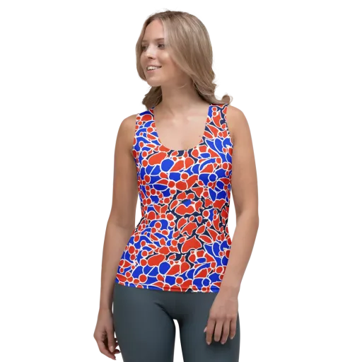 Cobalt Confetti on a Women's Tank Top